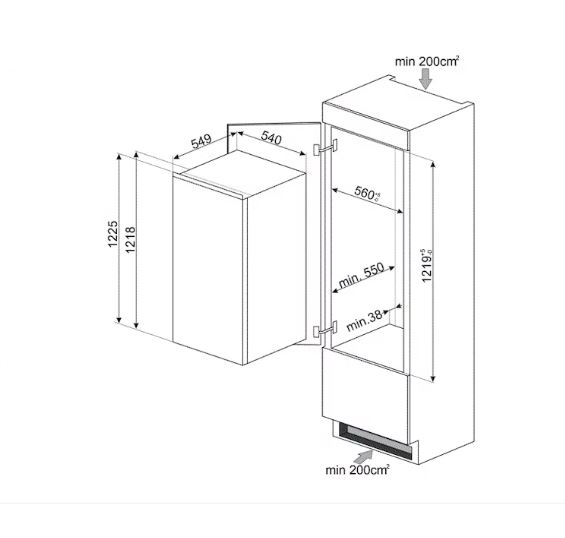 Inbouw koelkast Smeg S4C122F